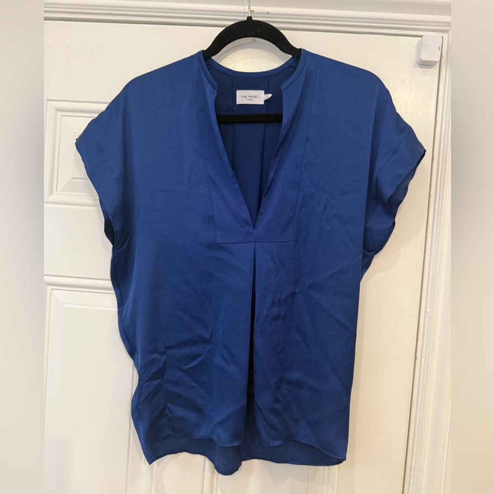 R Label The Reset Blue Boxy Blouse with Dolman Sleeves
